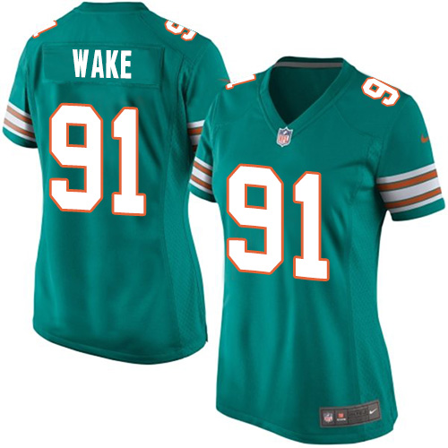 Women's Elite Cameron Wake Nike Jersey Aqua Green Alternate - #91 NFL Miami Dolphins